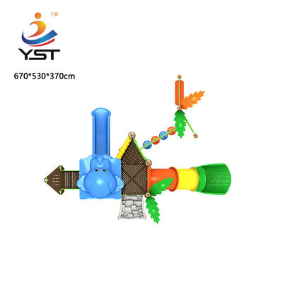 Outdoor Amusement Plastic Slide Playground Gym Equipment For 10 Kids
